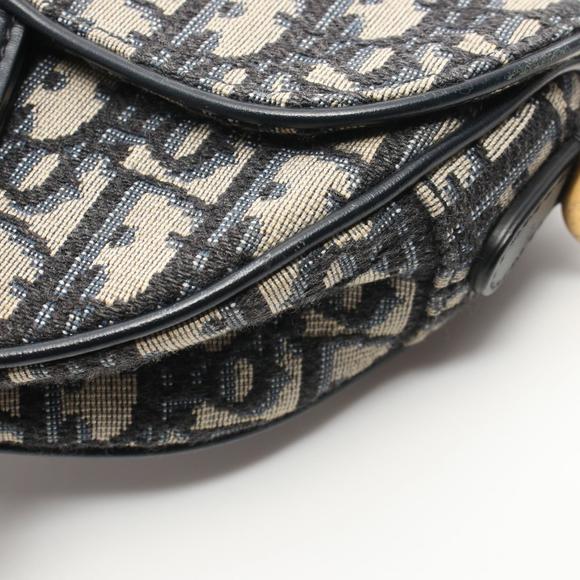 Dior Saddle Oblique Handbag Canvas Leather Beige Navy Blue - Picture 9 of 9